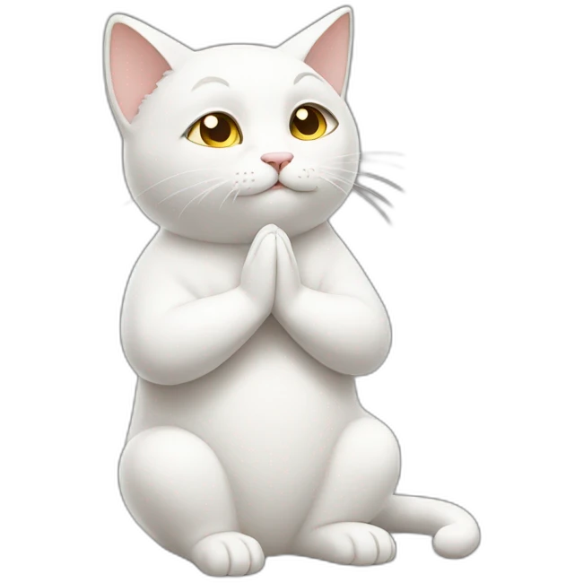 White cat praying for god emoji