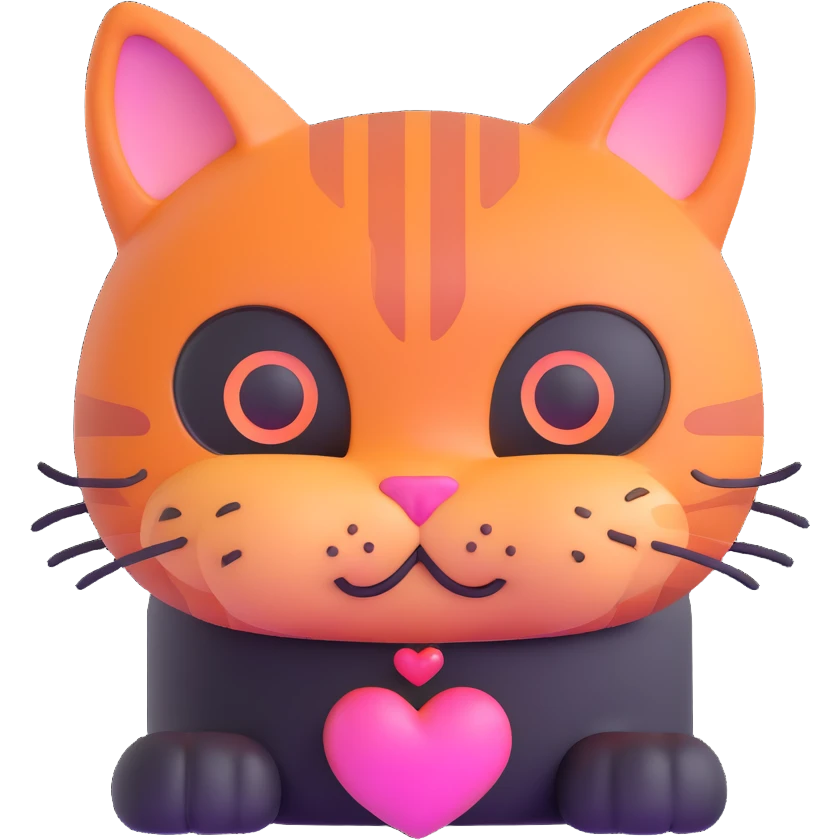 orange cat with pink heart eyes emoji