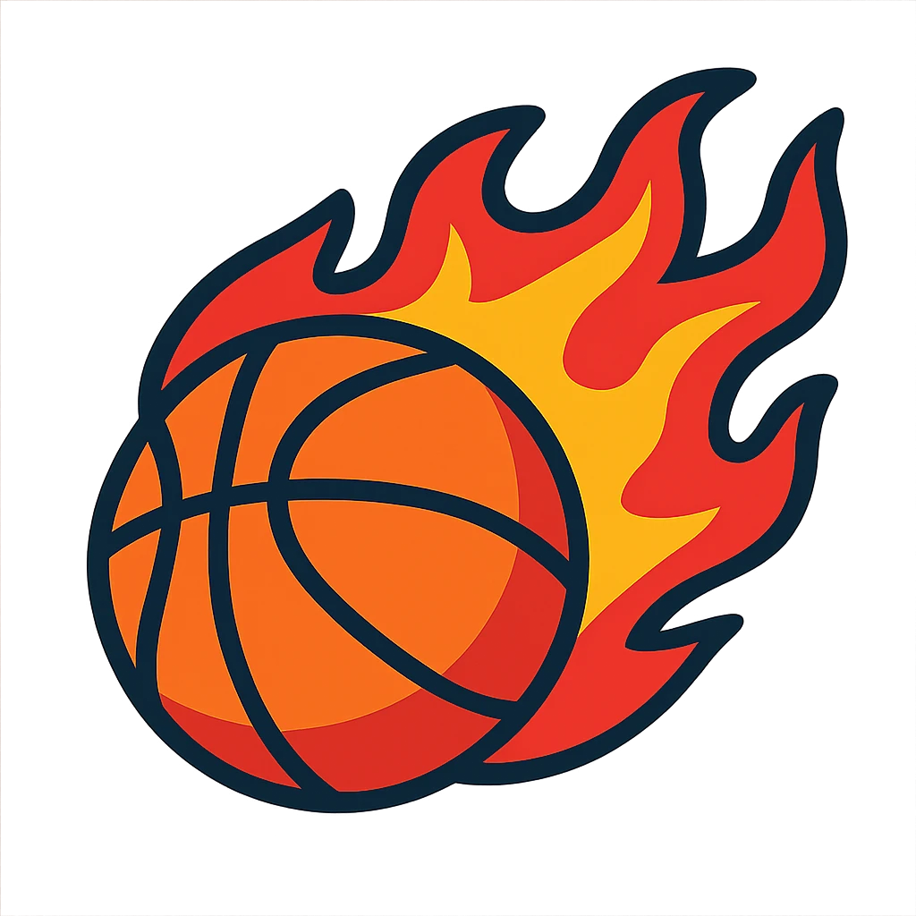 basketball on fire in vibrant toon cartoon style emoji