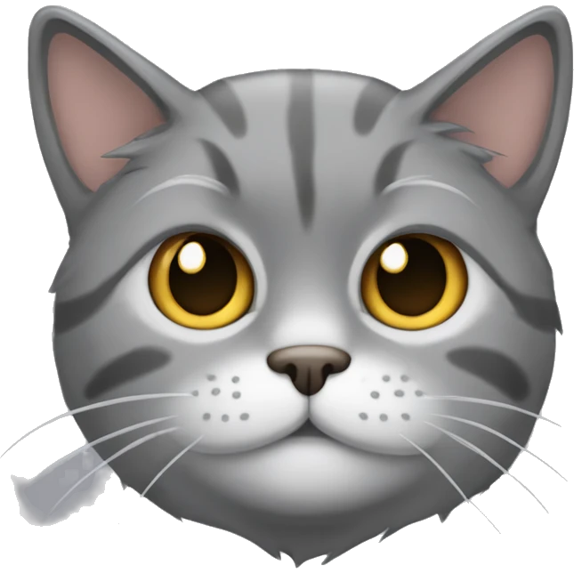 Gato persa gris con cara seria emoji