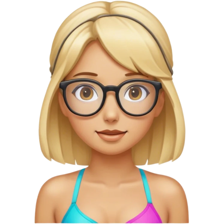 Blonde girl with glasses on her head at the beach emoji