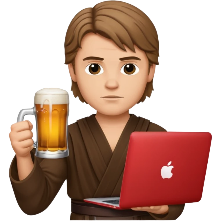 Anakin skywalker holding a beer and a macbook emoji
