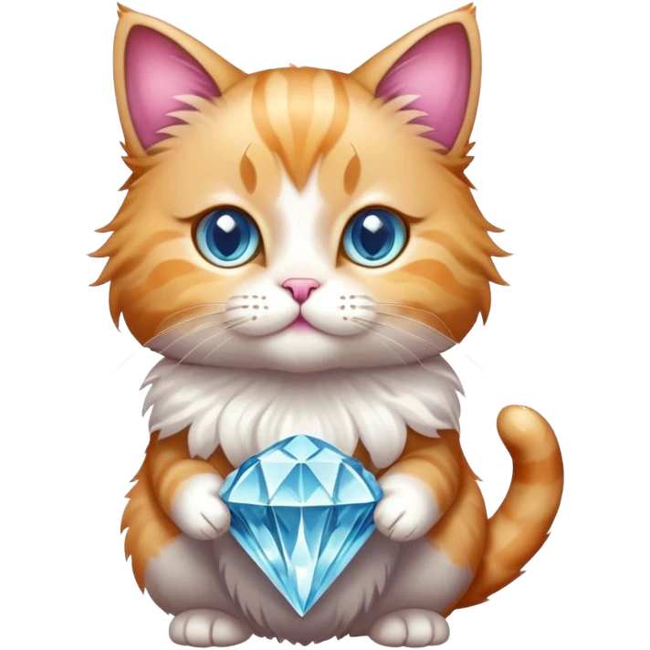 Cat holding diamond standing  emoji
