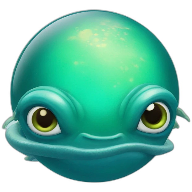 planet Neptune with a cartoon thinking lizard face emoji