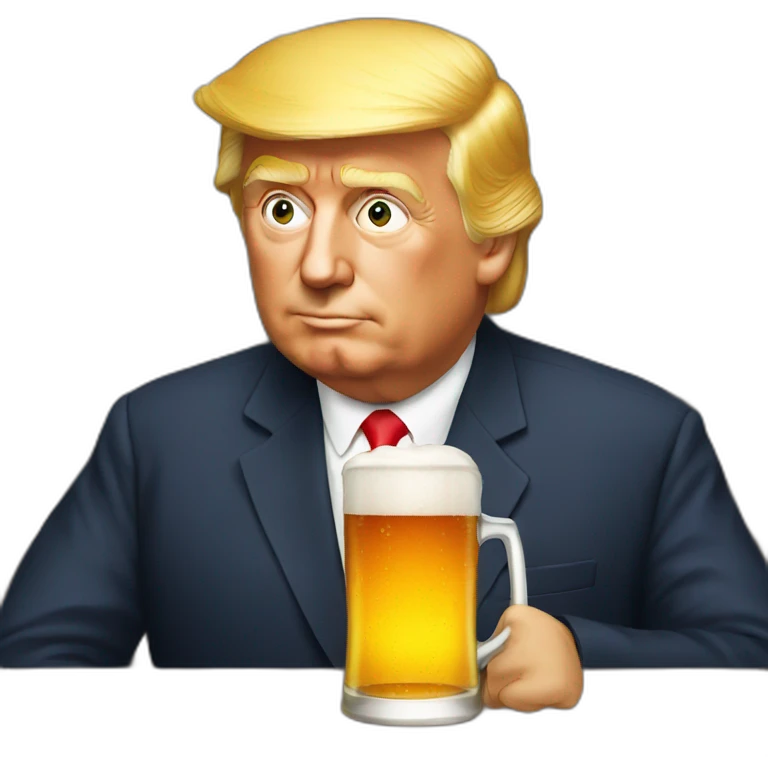 Trump drinking beer emoji
