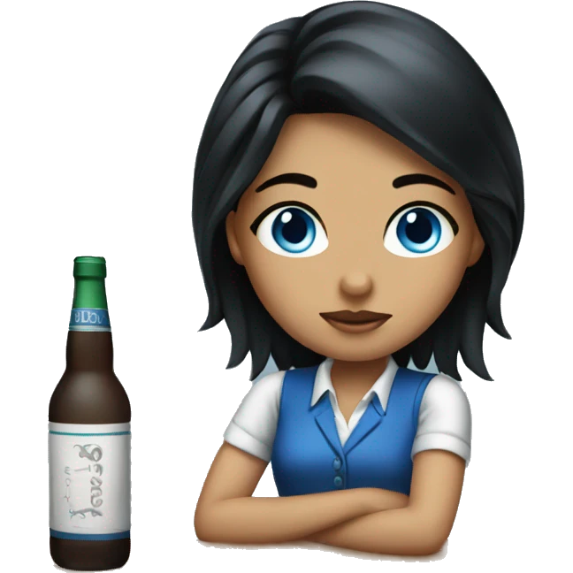 black hair blue eye girl bartender emoji