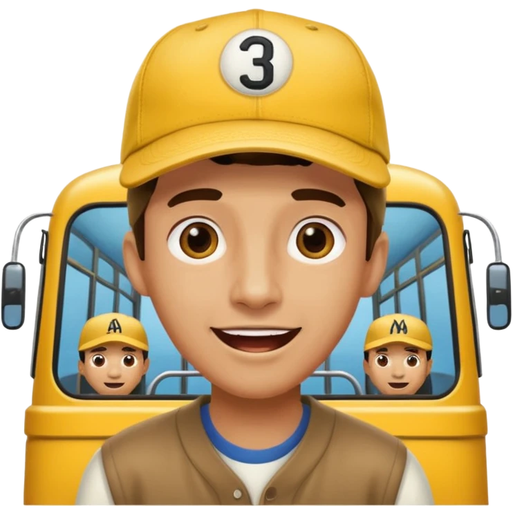 autobus de equipo llevando a egnte de basebal  y un chofer emoji