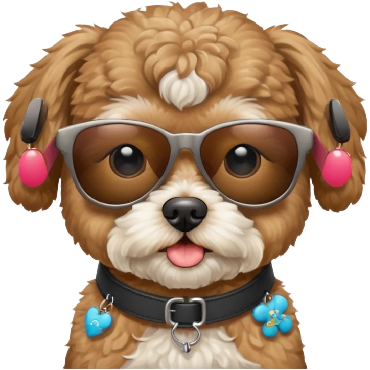 A chi tzu and poodle breed mixed that’s tan with sun glasses on emoji