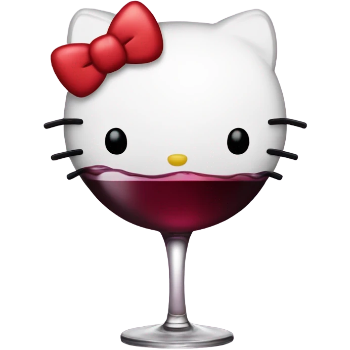 Hello Kitty drinking red wine emoji