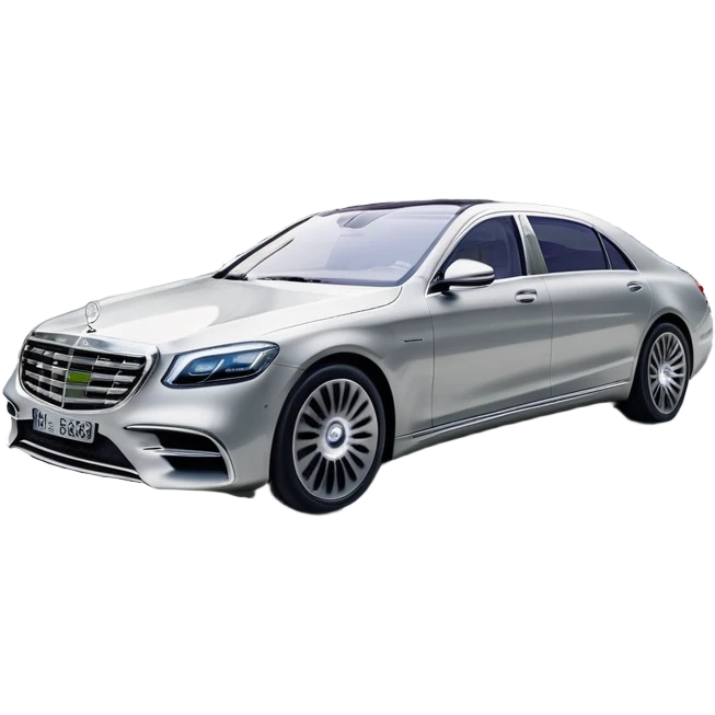 Mercedes-Benz S-Class (2022) – cinematic-realistic Mercedes-Benz S-Class emoji, its sleek silver body cutting through the city streets, a symbol of refinement and prestige. The air suspension glides over uneven terrain, while the driver enjoys the serene comfort of the cabin, surrounded by cutting-edge technology. emoji