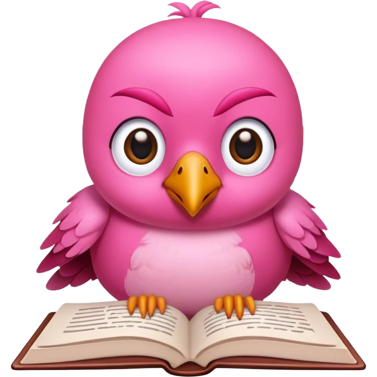 passaro rosa escrevendo um livro emoji