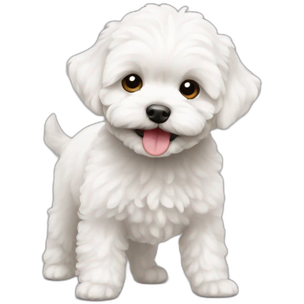 a white maltipoo pinching emoji