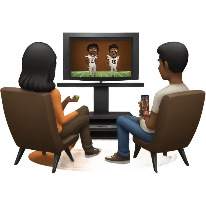 Two dark hair people watching a The Browns play on tv emoji