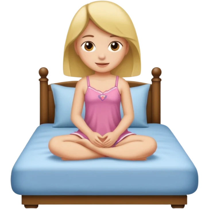 Jeune fille ado assise sur  un lit  en nuisette emoji