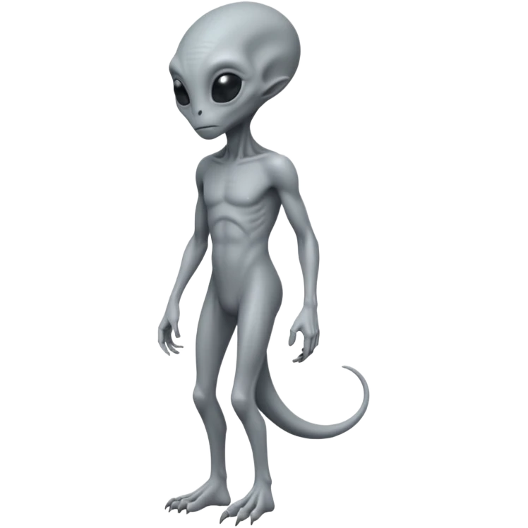 fullbody gray alien direct sideview, no tail emoji