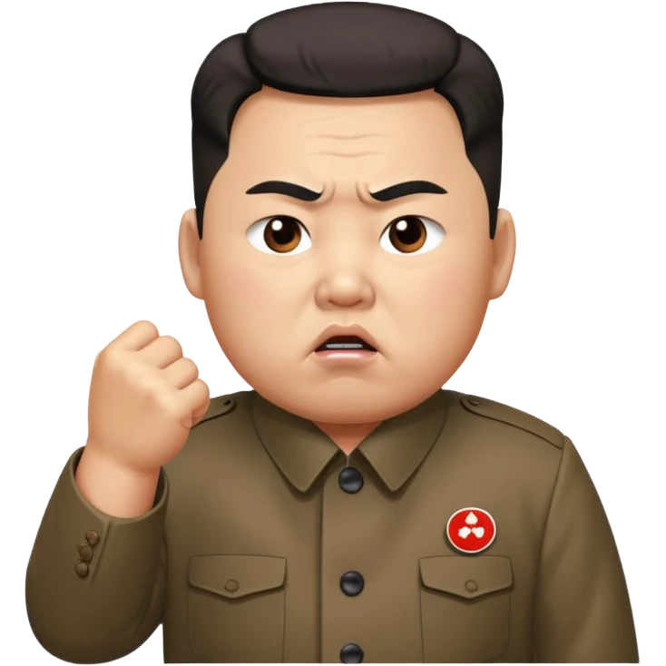 Kim Jong Un from North Korea with angry pout on face and shaking fist emoji