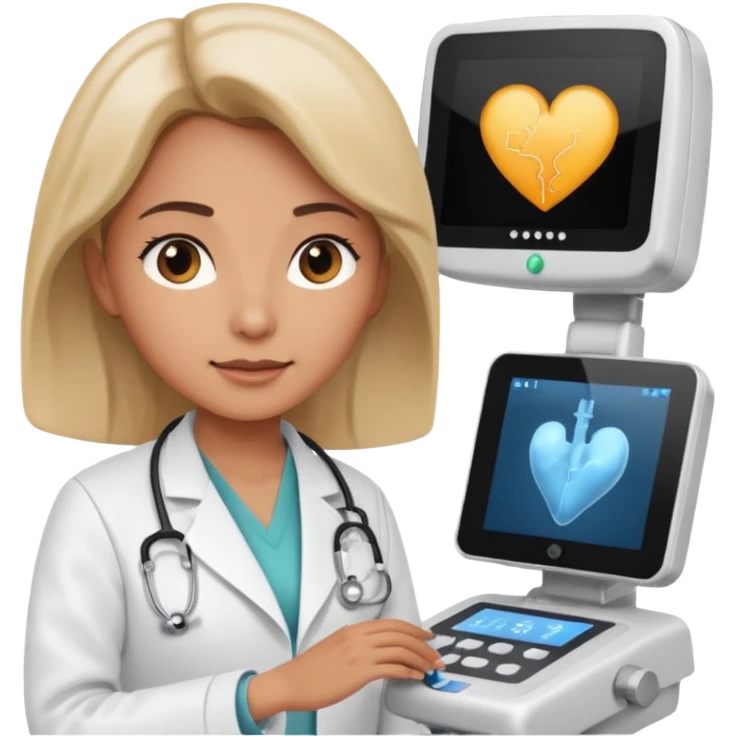 female doctor working an ultrasound machine emoji