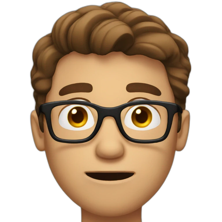 man with brown hair and glasses scared emoji