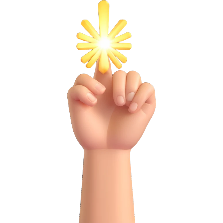 radiant hand with beams of light, pointing at the viewer, symbolizing the finger of god, no text emoji