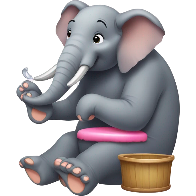 Elephant doing pedicure emoji