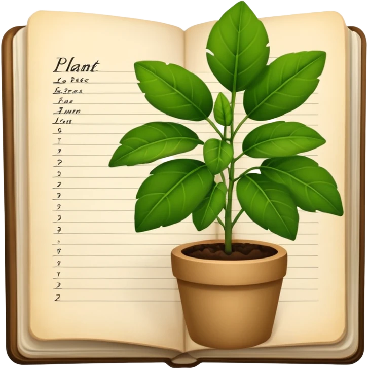 observation log with plant records. Transparent background emoji