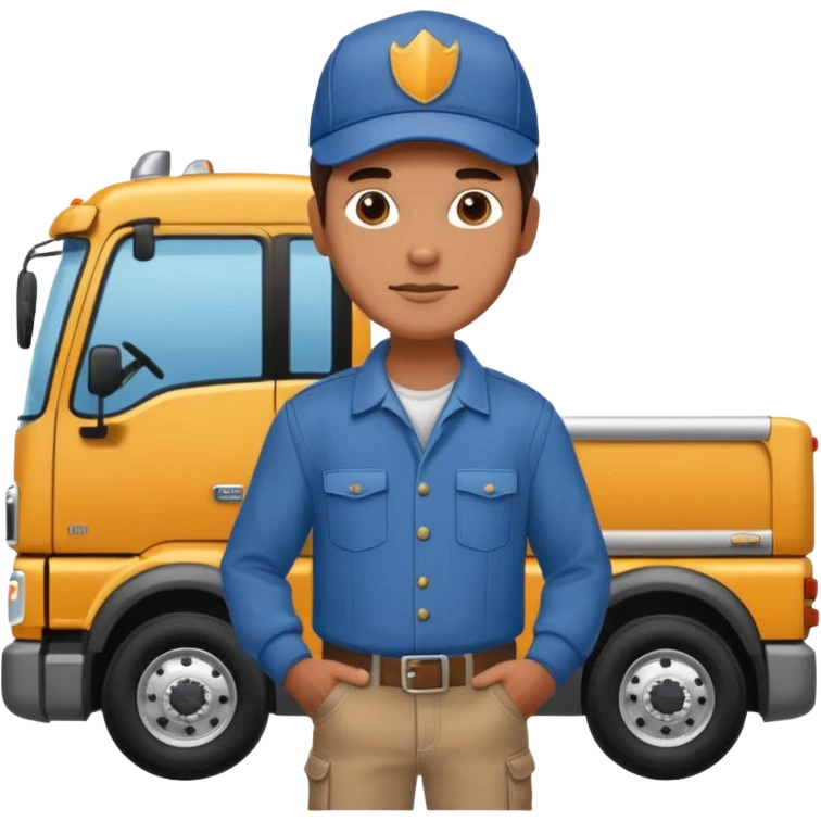 Kamyon şoförü Yarı Kamyon Karikatür çizimi kamyon yan dursun şoför de dışarda yanında olsun emoji