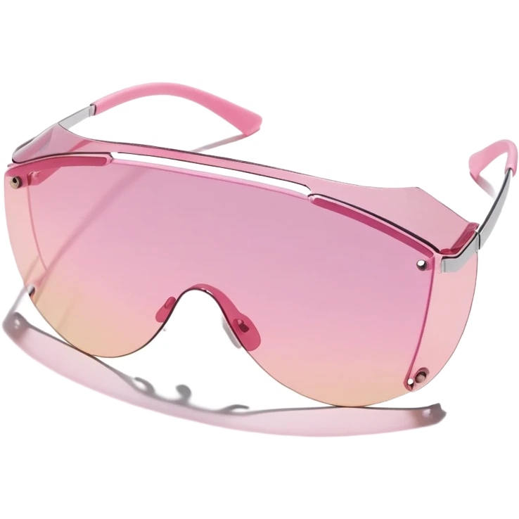 frameless pink tinted shield visor sunglasses, Y2K aesthetic, one-piece lens emoji