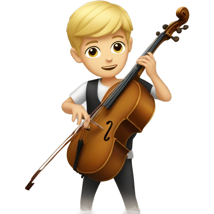 Blonde boy with very short hair playing cello  emoji