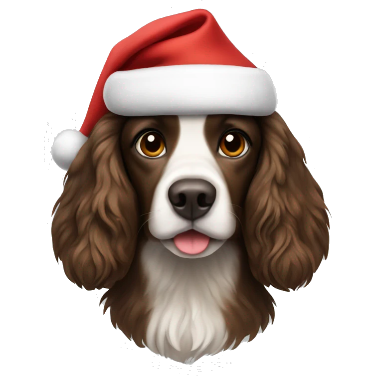 Spaniel wearing Santa hat emoji