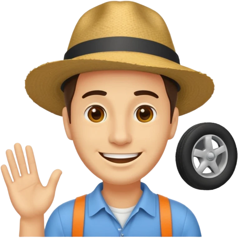 homme créole réunionnais  avec chapeau embouteillage route  emoji