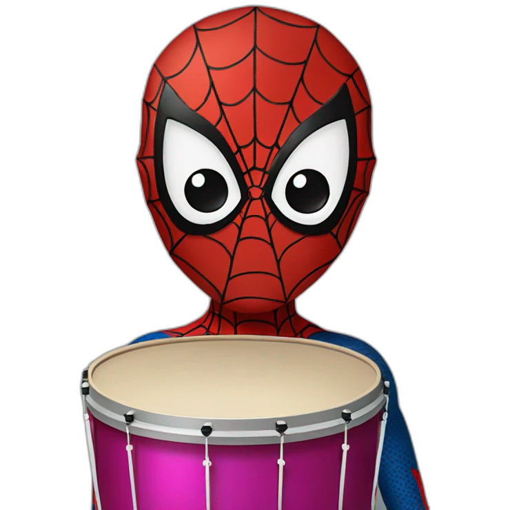 Spiderman with drum emoji