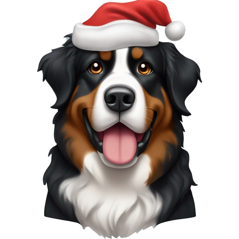  Bernese Mountain dog with a Santa hat emoji
