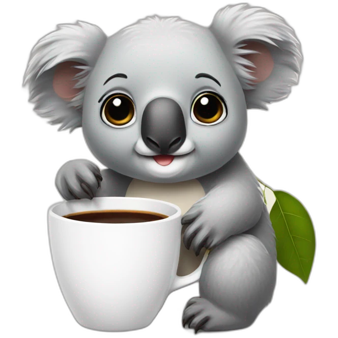 Koala with a cup of coffee emoji