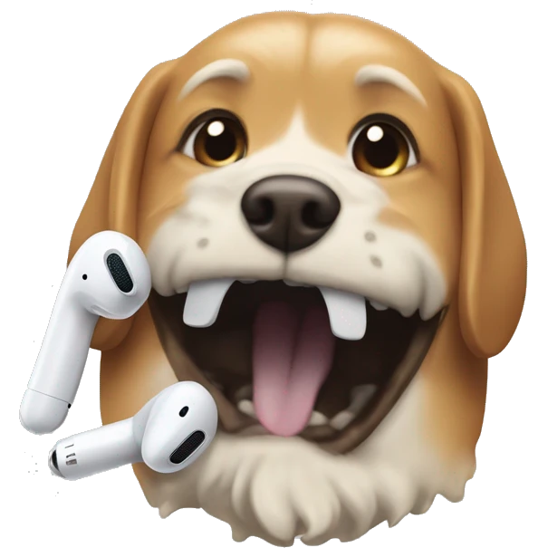 Chewed up AirPod case by dog emoji