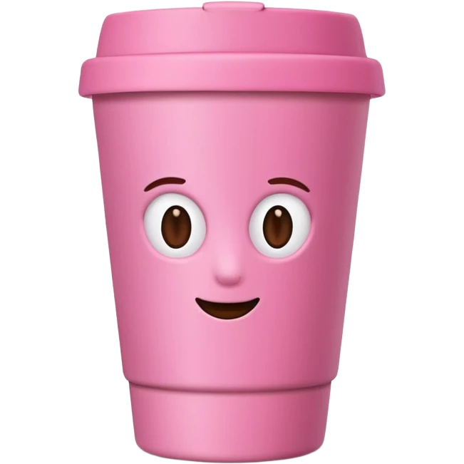 pink reusable coffee cup with no face emoji