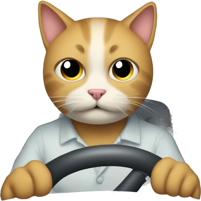 Sad cat driving a car emoji