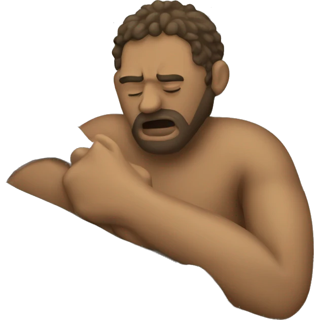 The man is terribly tired and wants sleep emoji