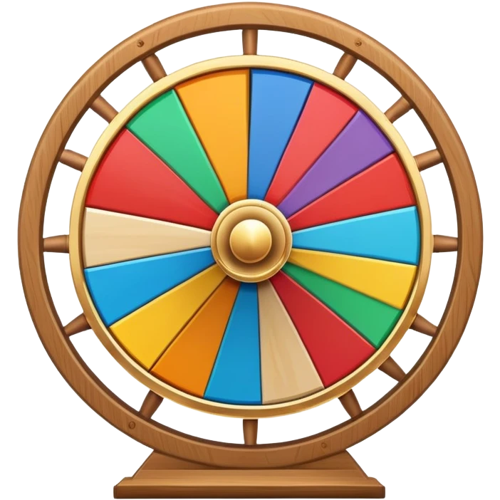 colorful fortune wheel with multiple sections and a spinner arrow emoji