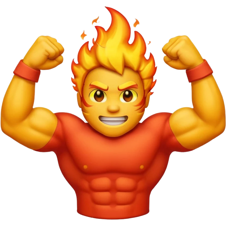 fire emoji add flex bicep behind it emoji