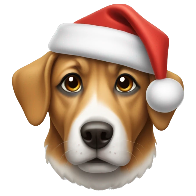 Dog wearing a santa hat emoji