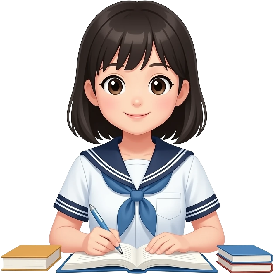 Japanese high school girl studying for Certification emoji