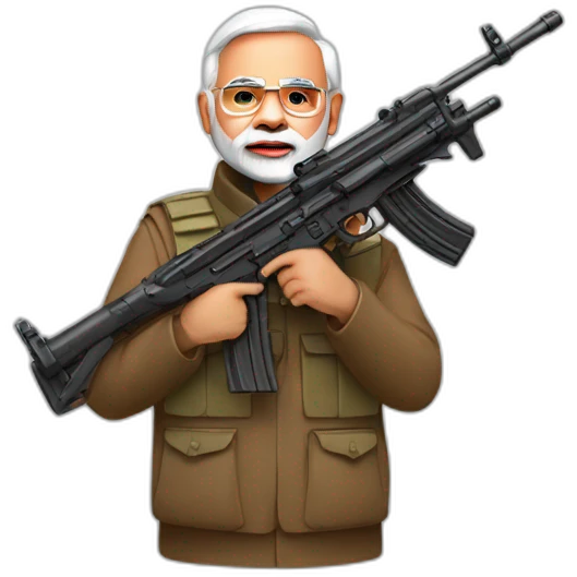 Narendra Modi holding akm gun emoji