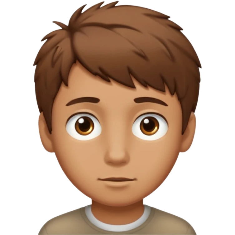 Make a boy with short messy brown hair that is tan emoji