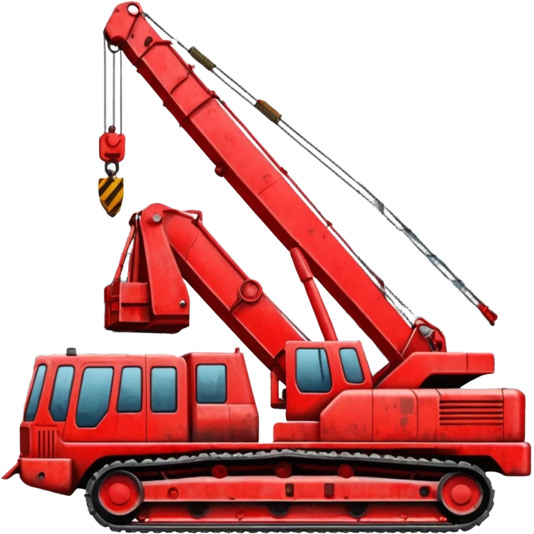 Soviet heavy equipment plant, large machinery, cranes, concrete buildings, red banners emoji