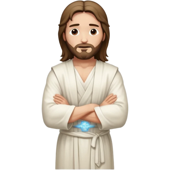 fullbody jesus christ jacked, sleeveless white robe and arms crossed emoji