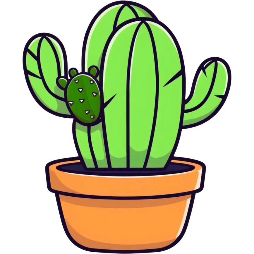 Happy Cactus in a pot that sparkles  emoji