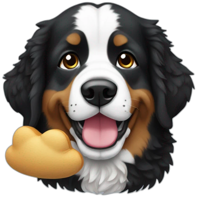 Berner sennen dog with a plushie in his mouth emoji