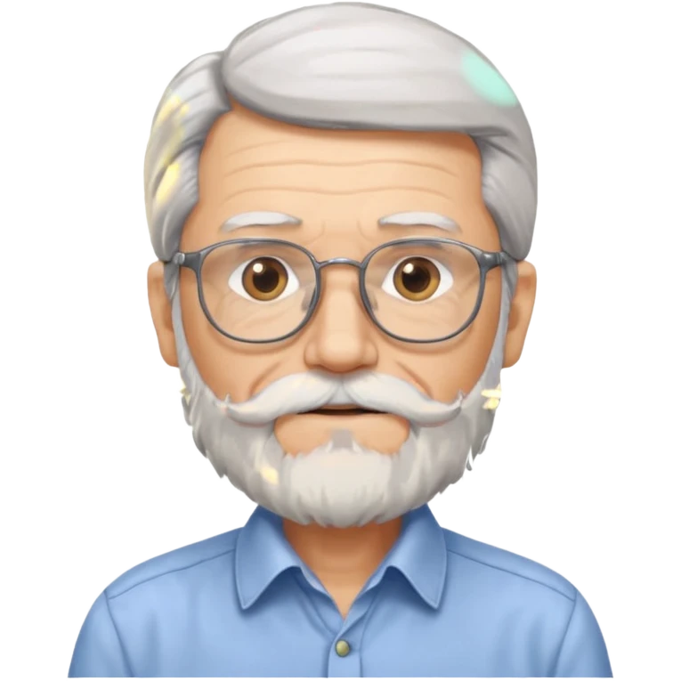 old man with long hair and beard wearing glasses with shirt emoji