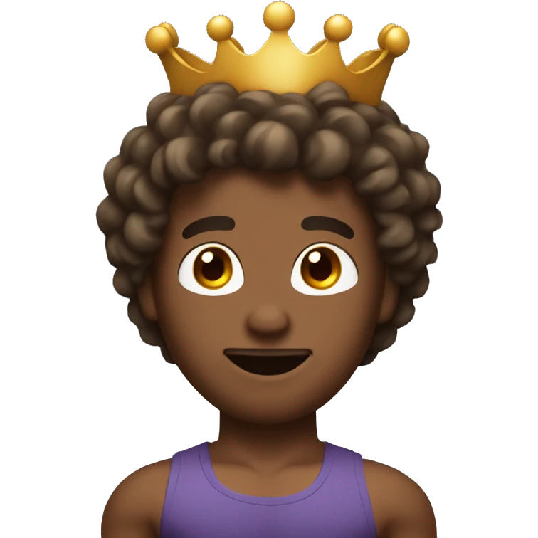 Body builder with brown curly haïr with a crown on his head emoji