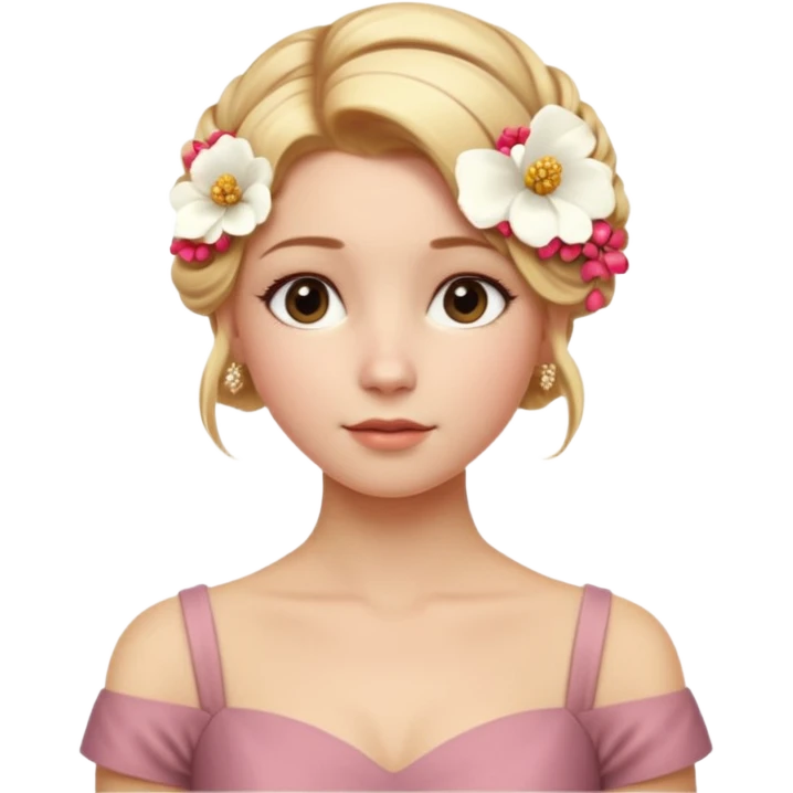 Cinematic Realistic pilates Girl Portrait, depicted with lifelike skin texture, subtle rosy undertones, and soft natural lighting that enhances the gentle contours of her face. Her intricately detailed golden blonde hair is elegantly styled in an updo, emoji